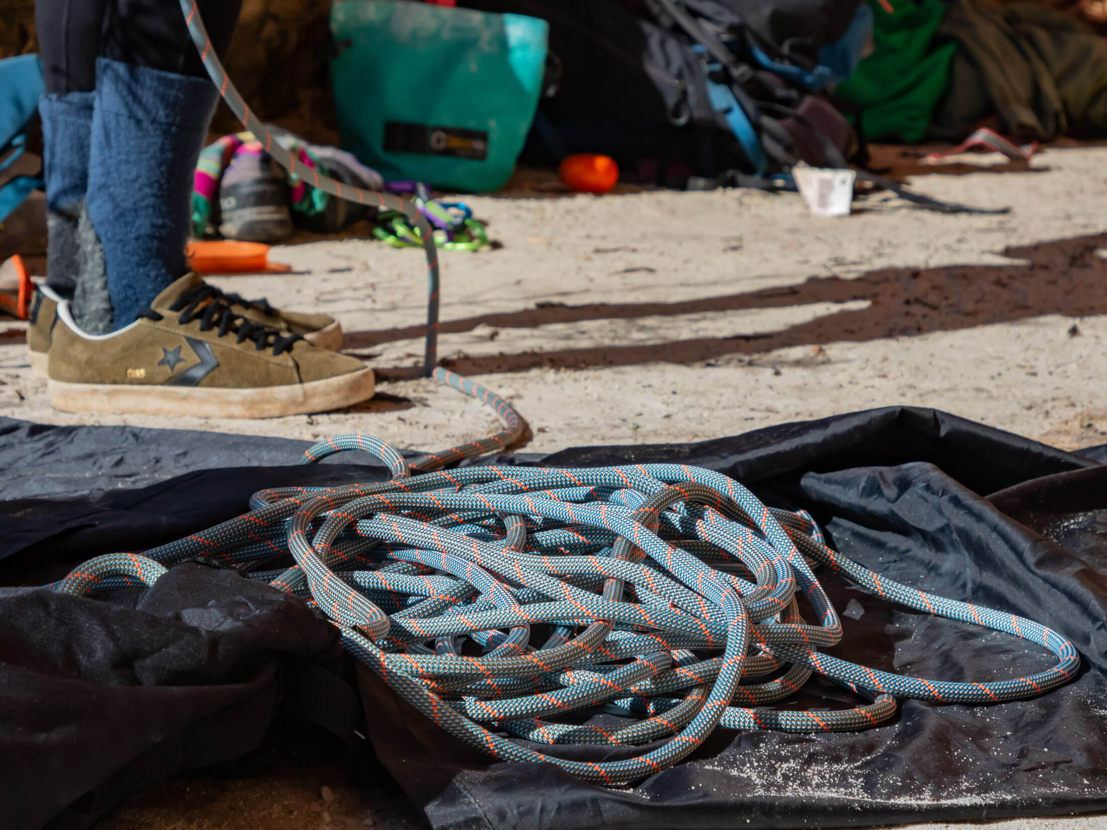 dry-treated rope on mat