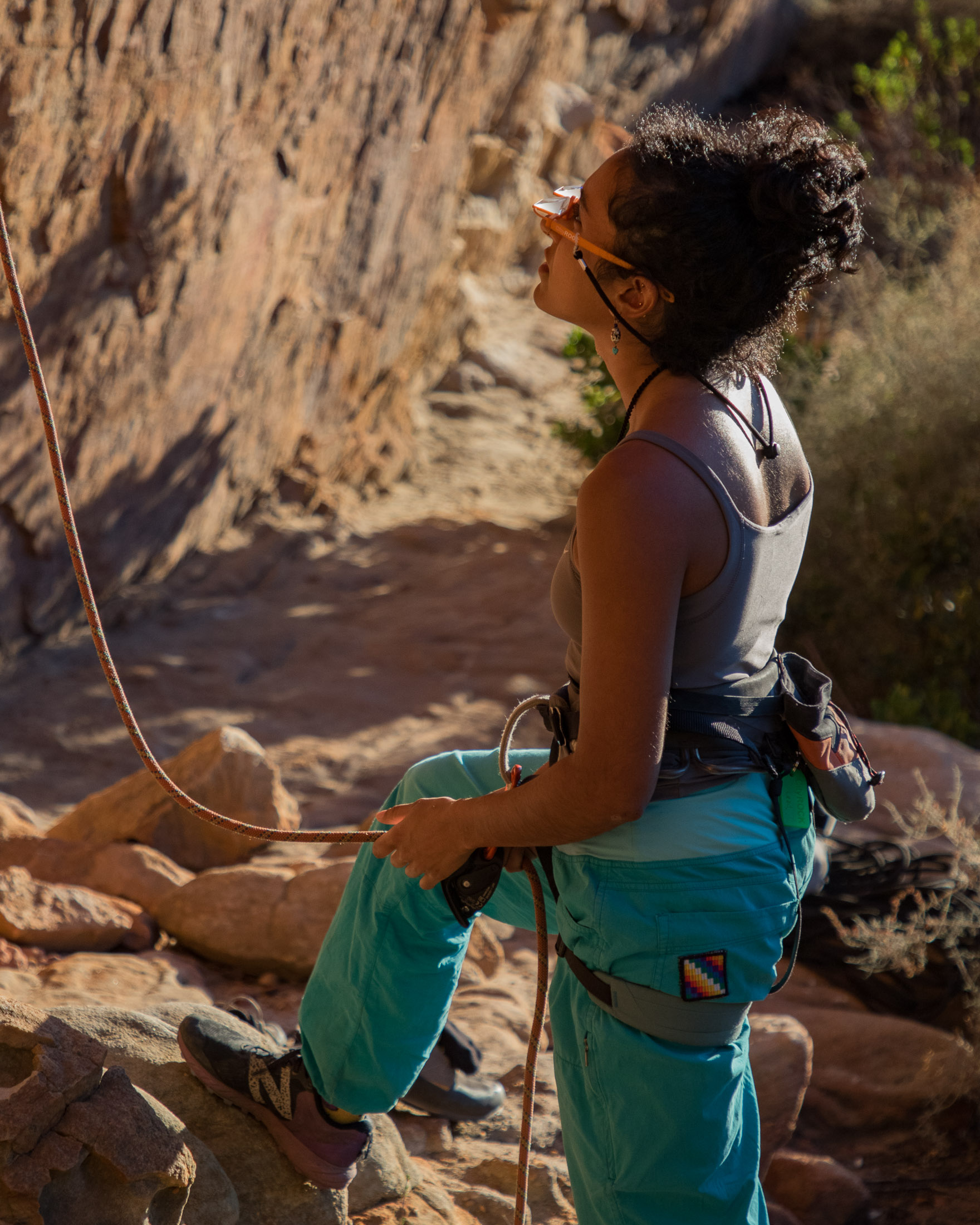 belayer watching climber