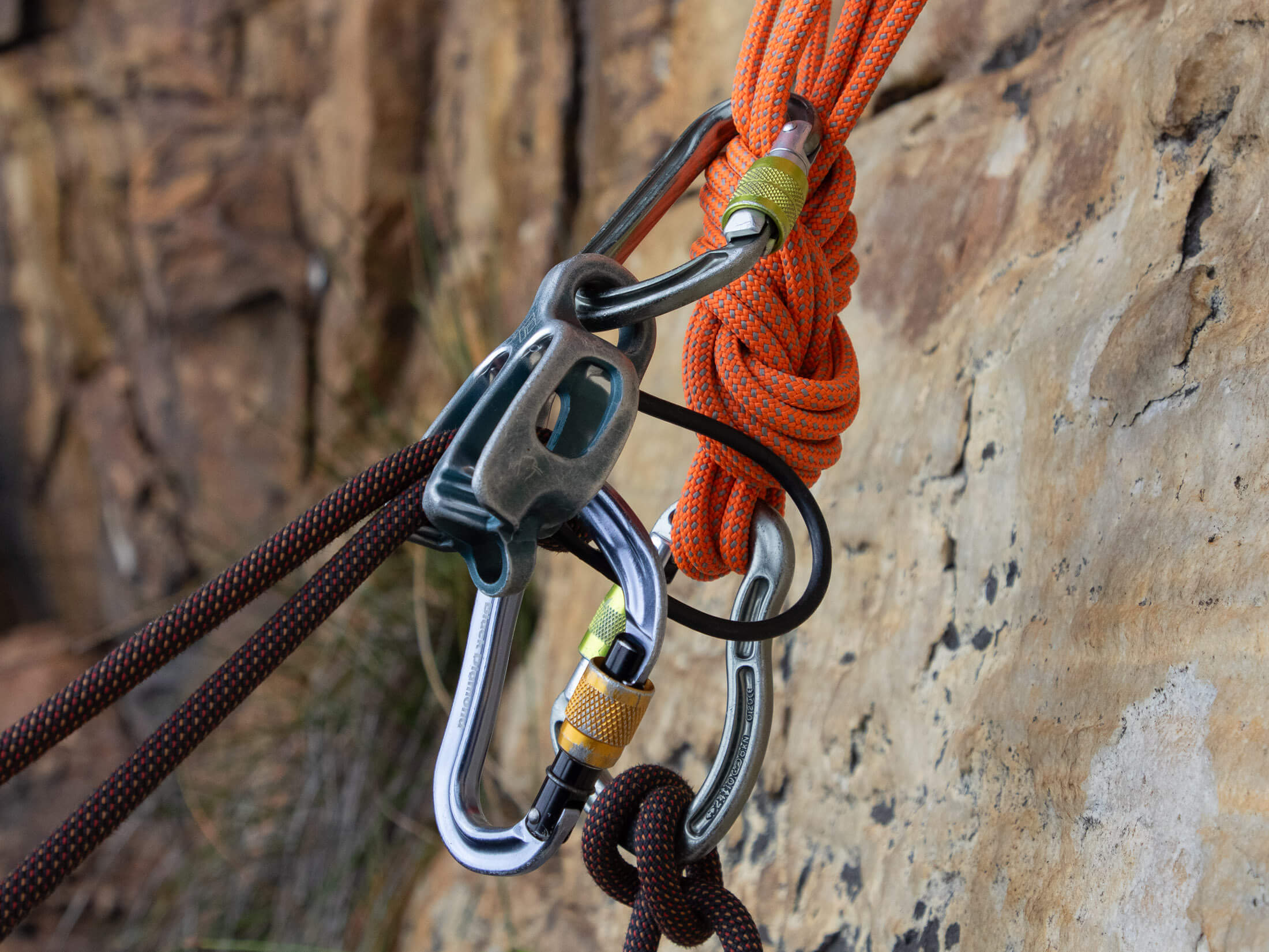 belay device rigged in guide mode