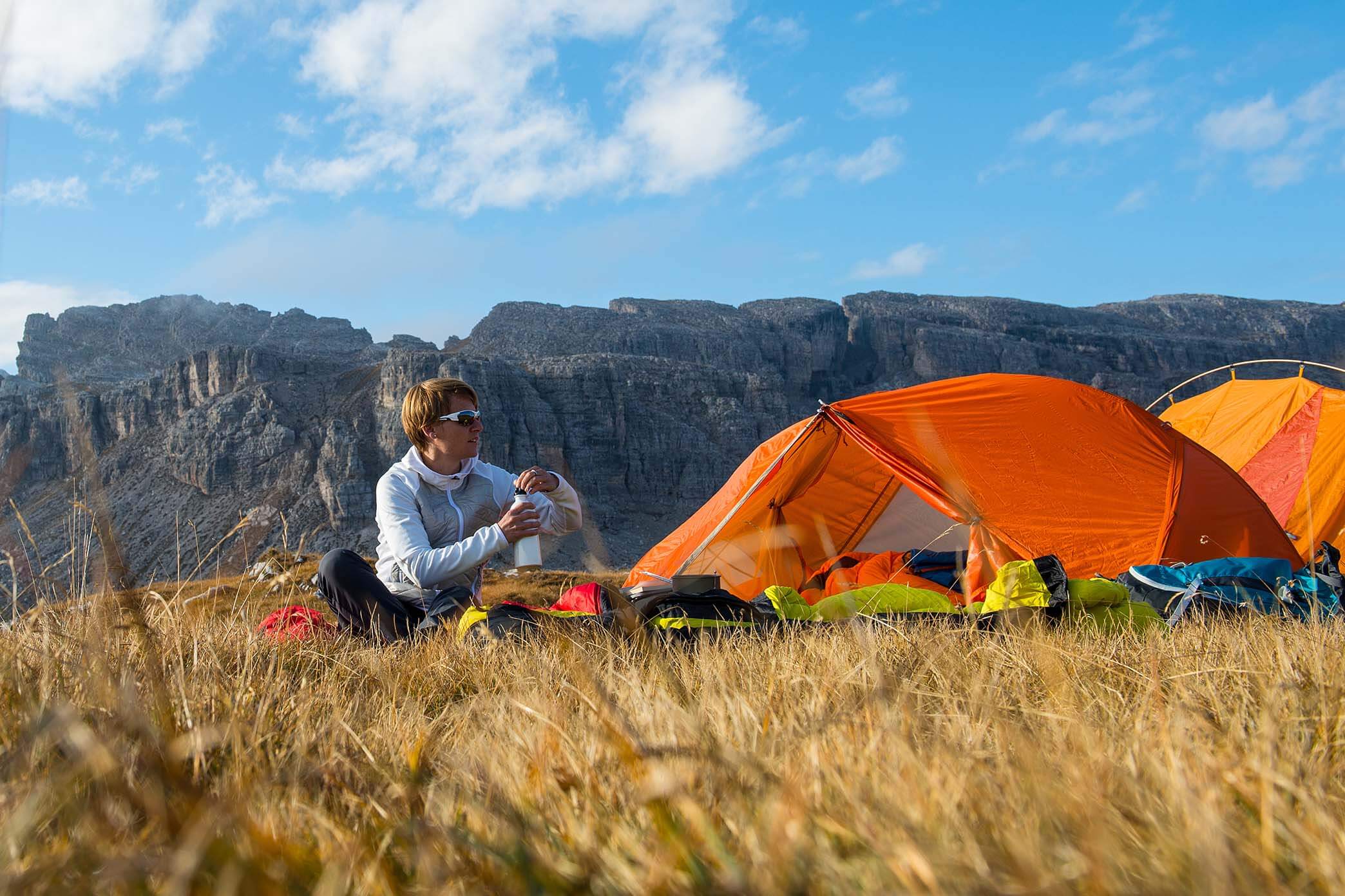 ultralight tent pitched in mountains