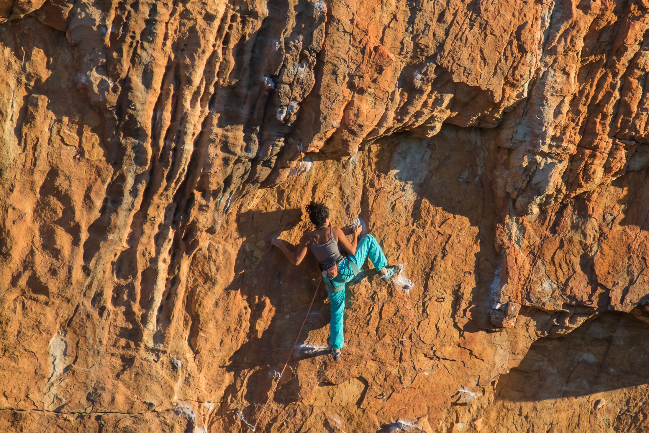 climber leading sport route