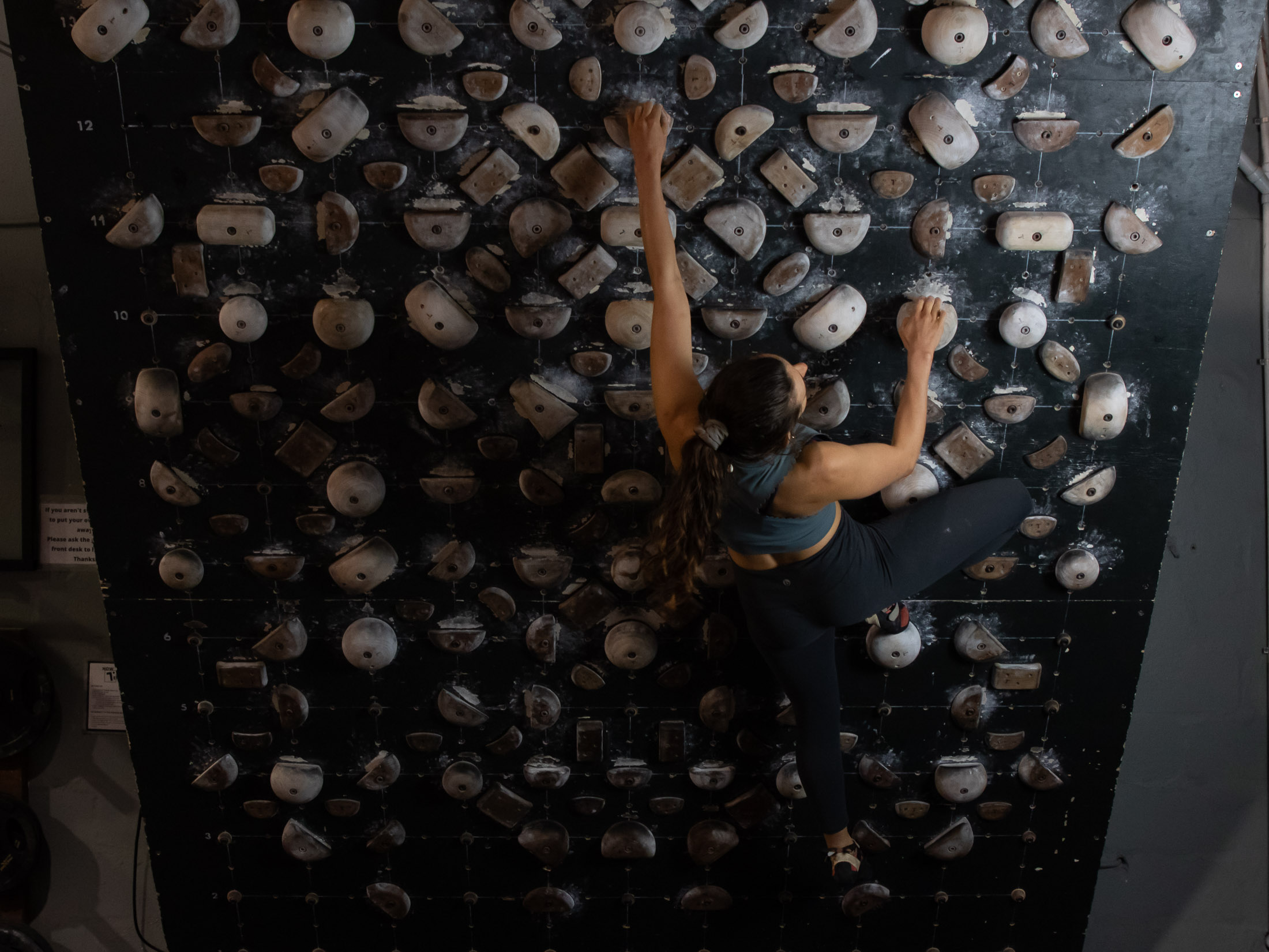 climber training on systems wall