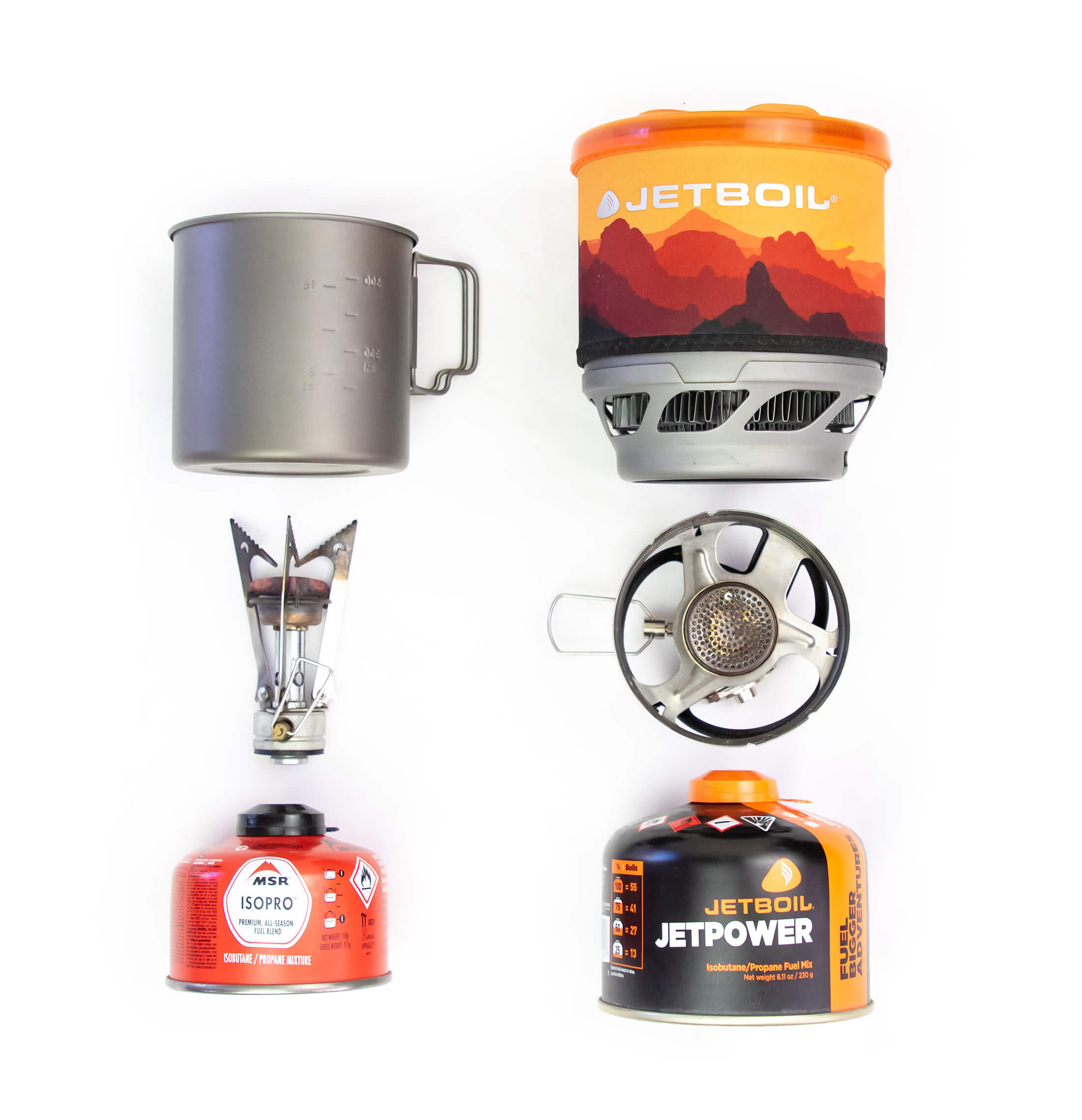compact canister stove alongside integrated stove system