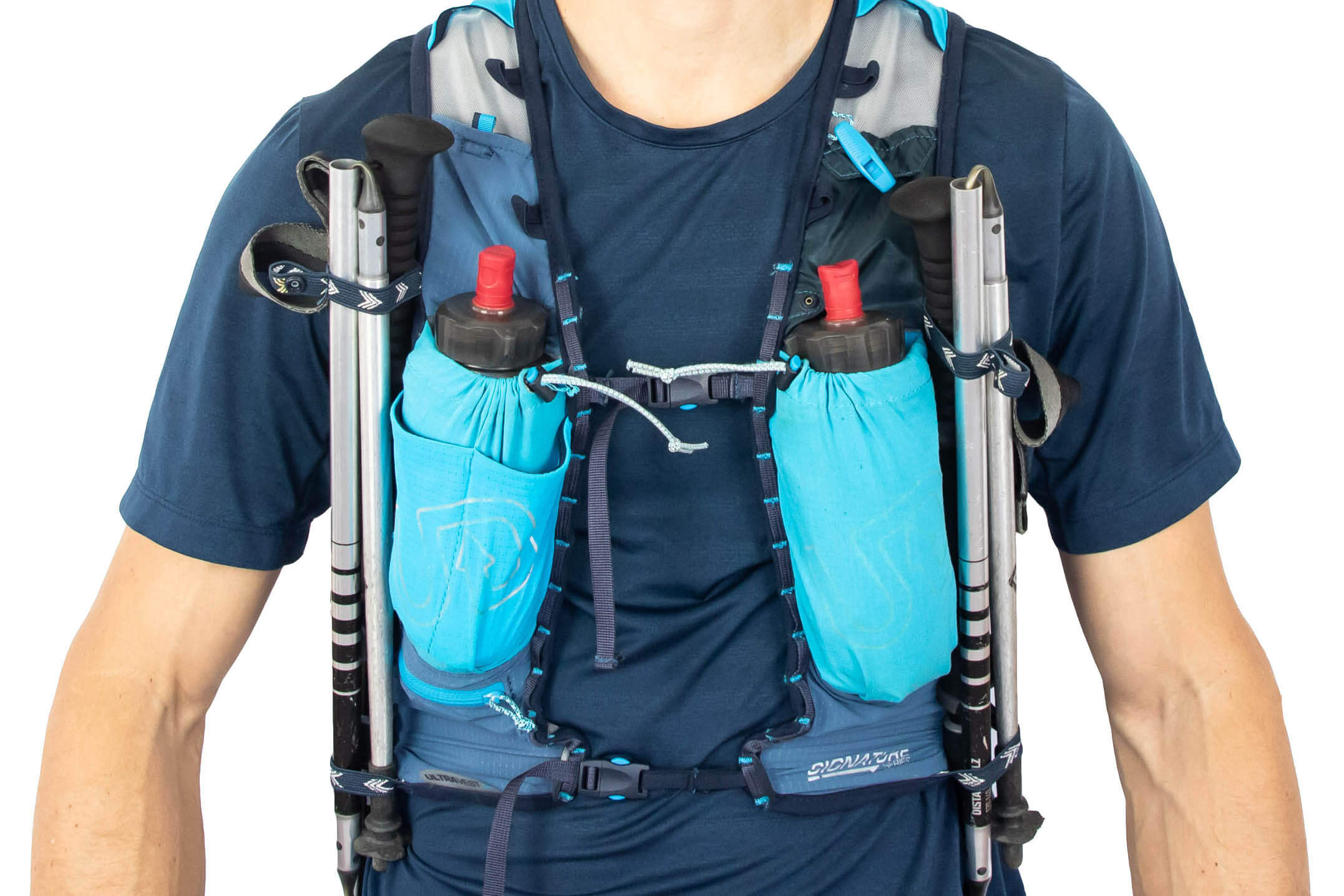 trekking pole loops on a vest