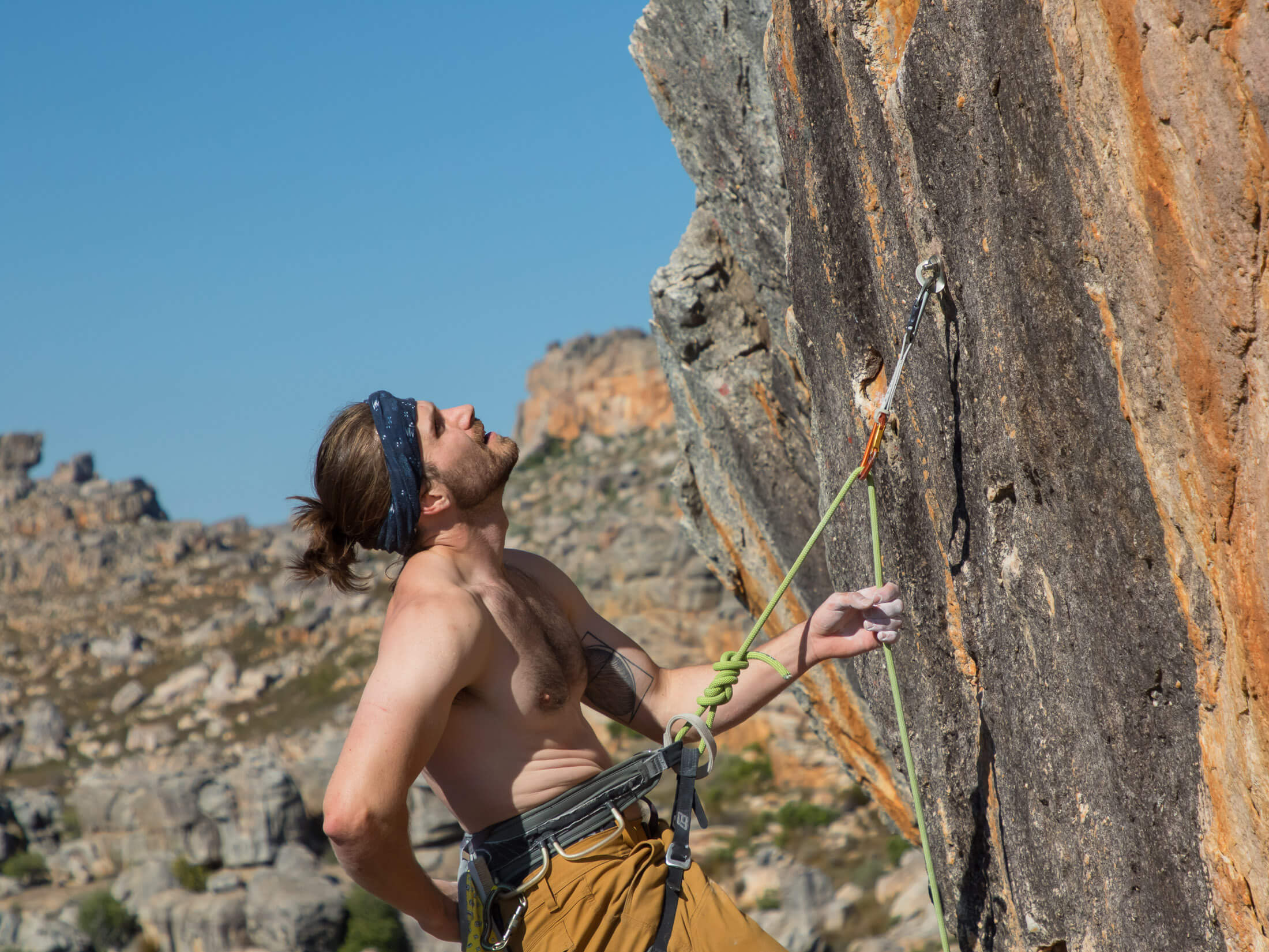 climber handing on rope