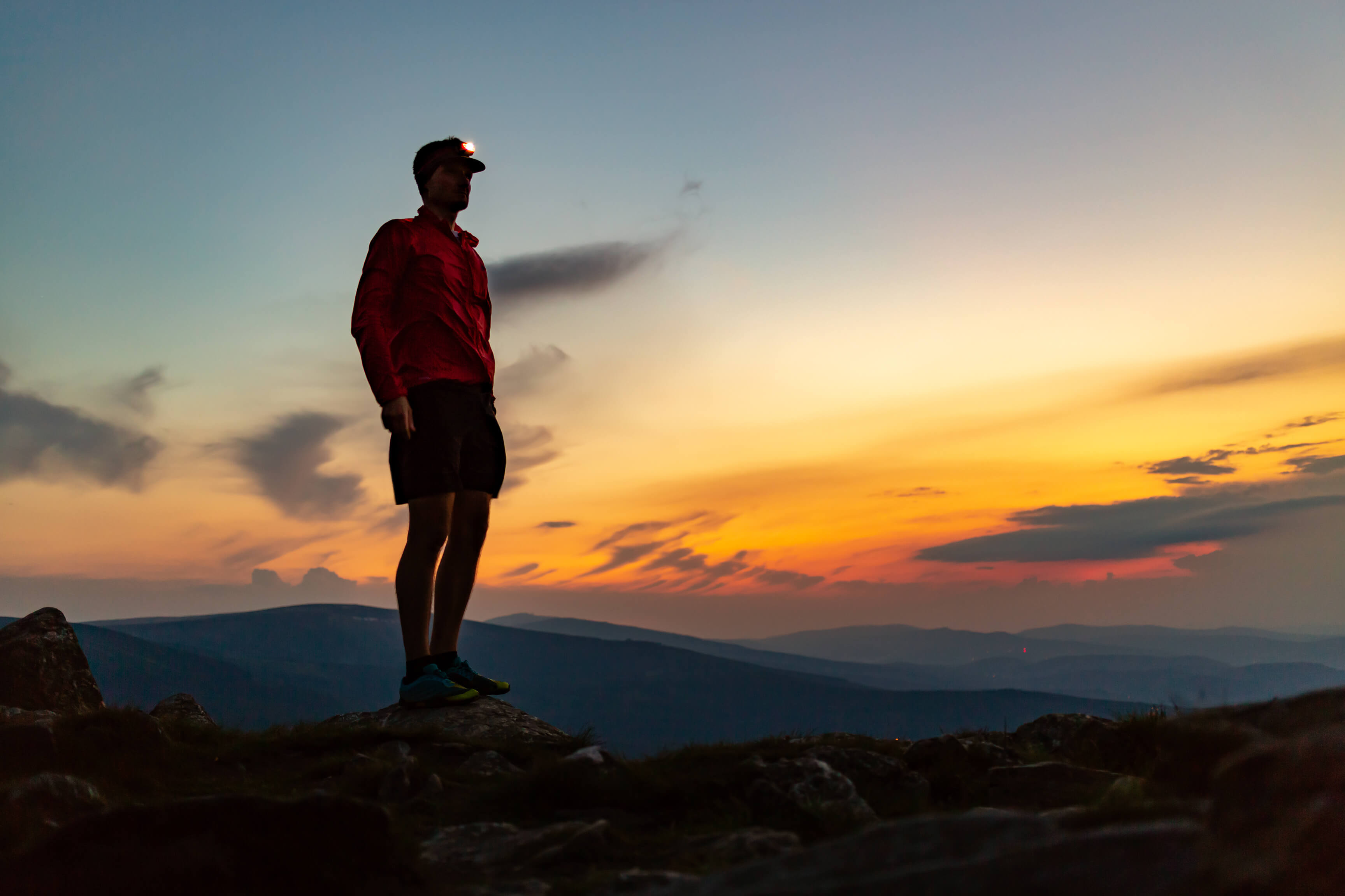 runner wearing headlamp