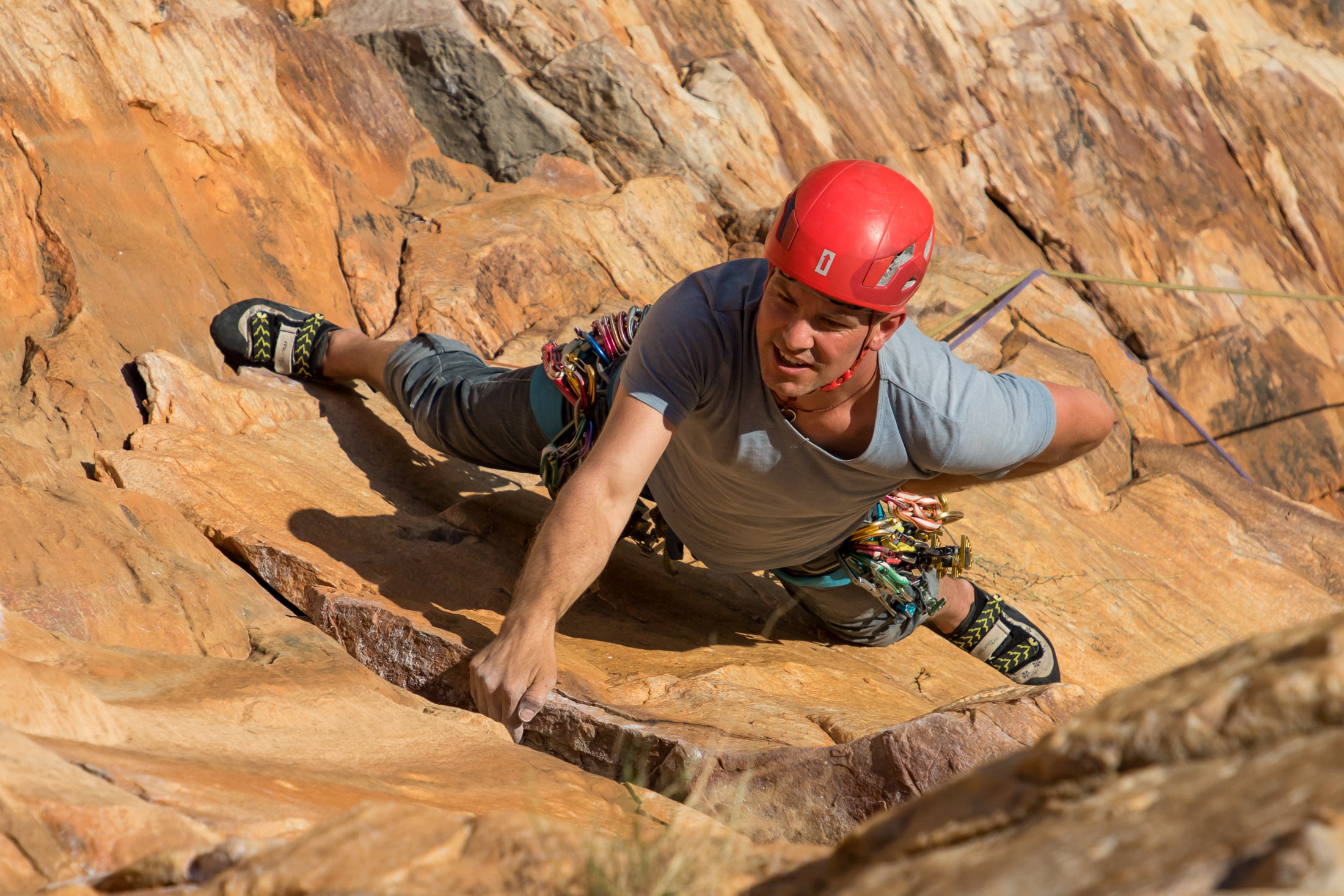 Climber on trad route