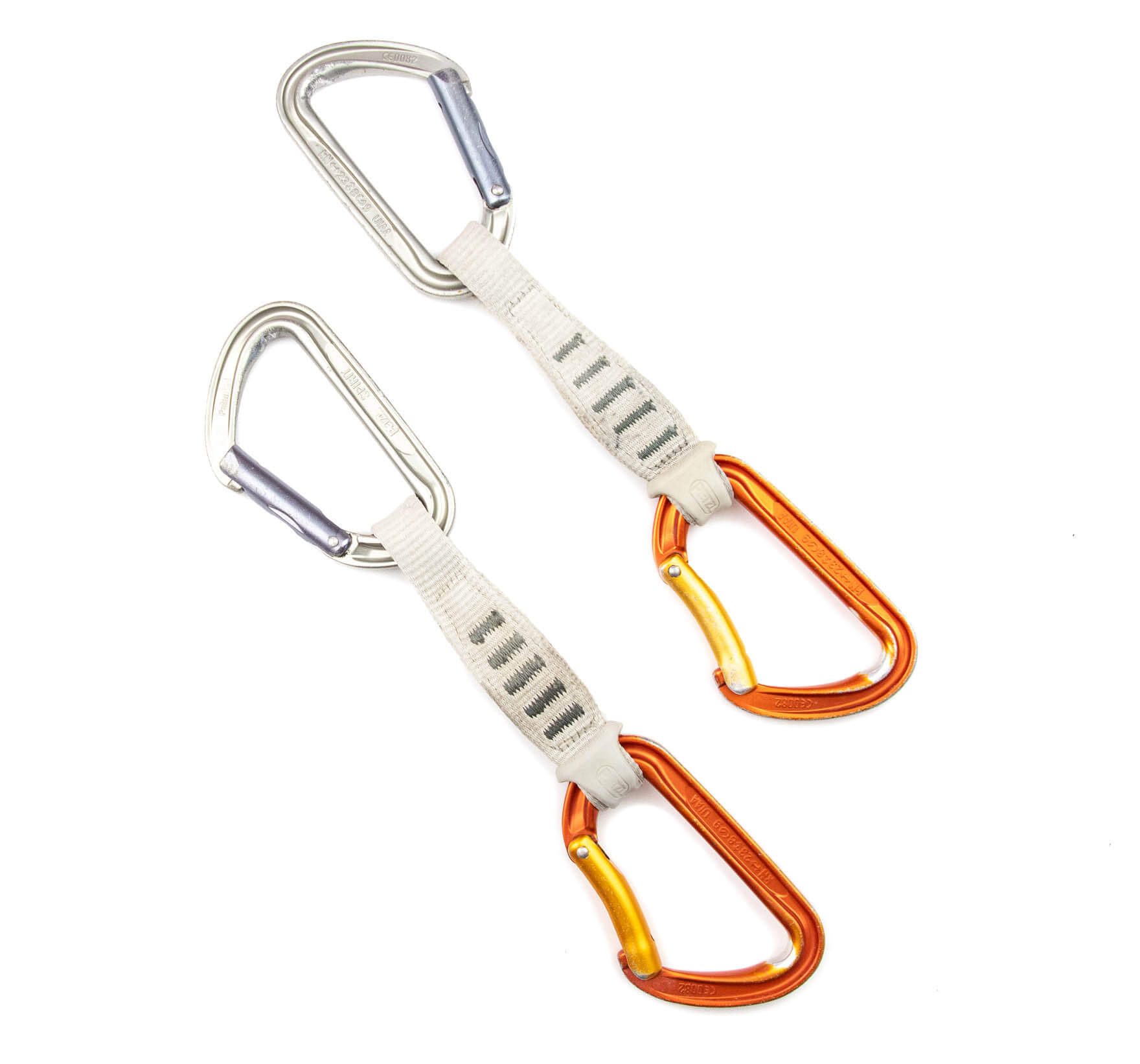 quicks with carabiners opposing and facing same way