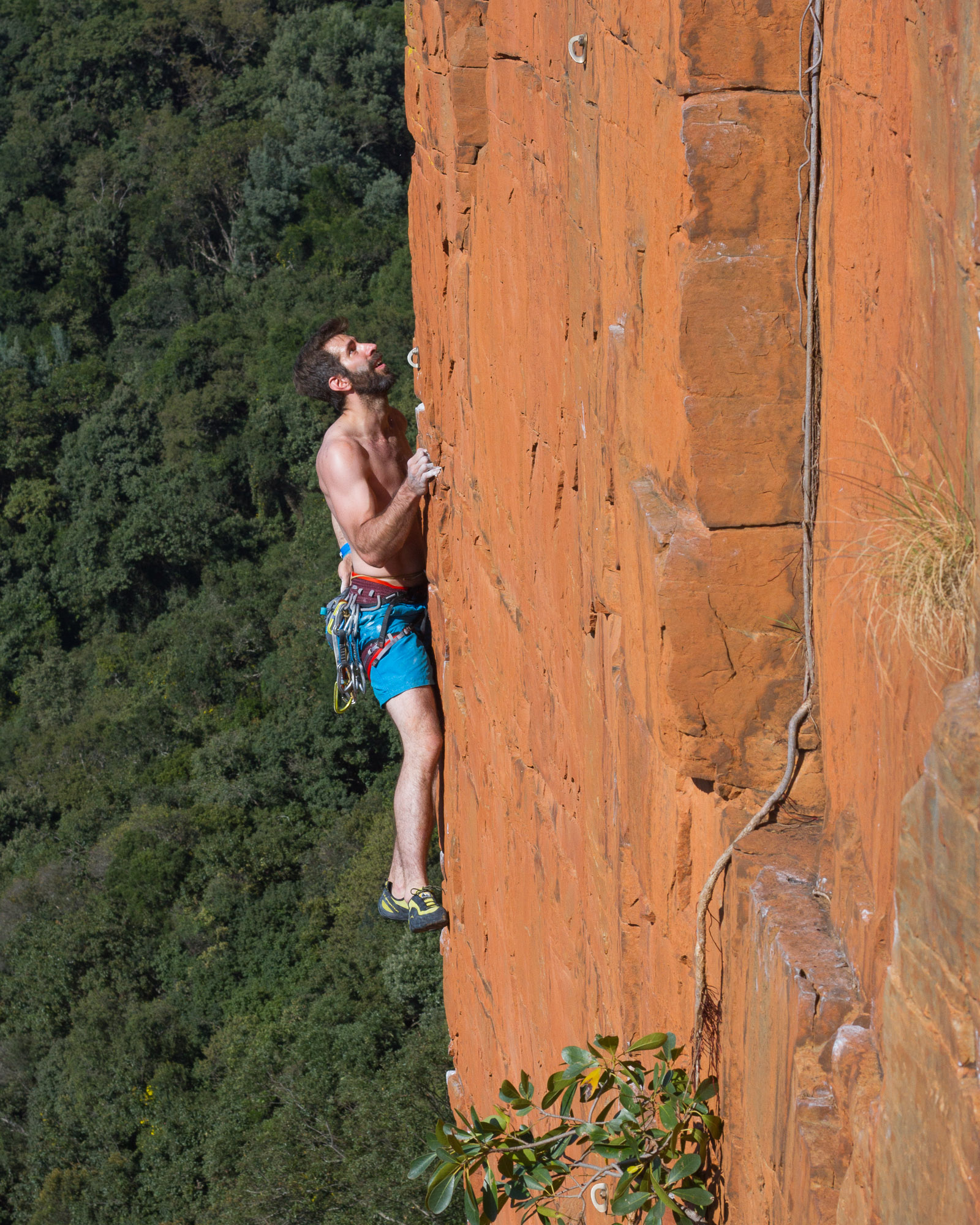 climber on sunlit arête