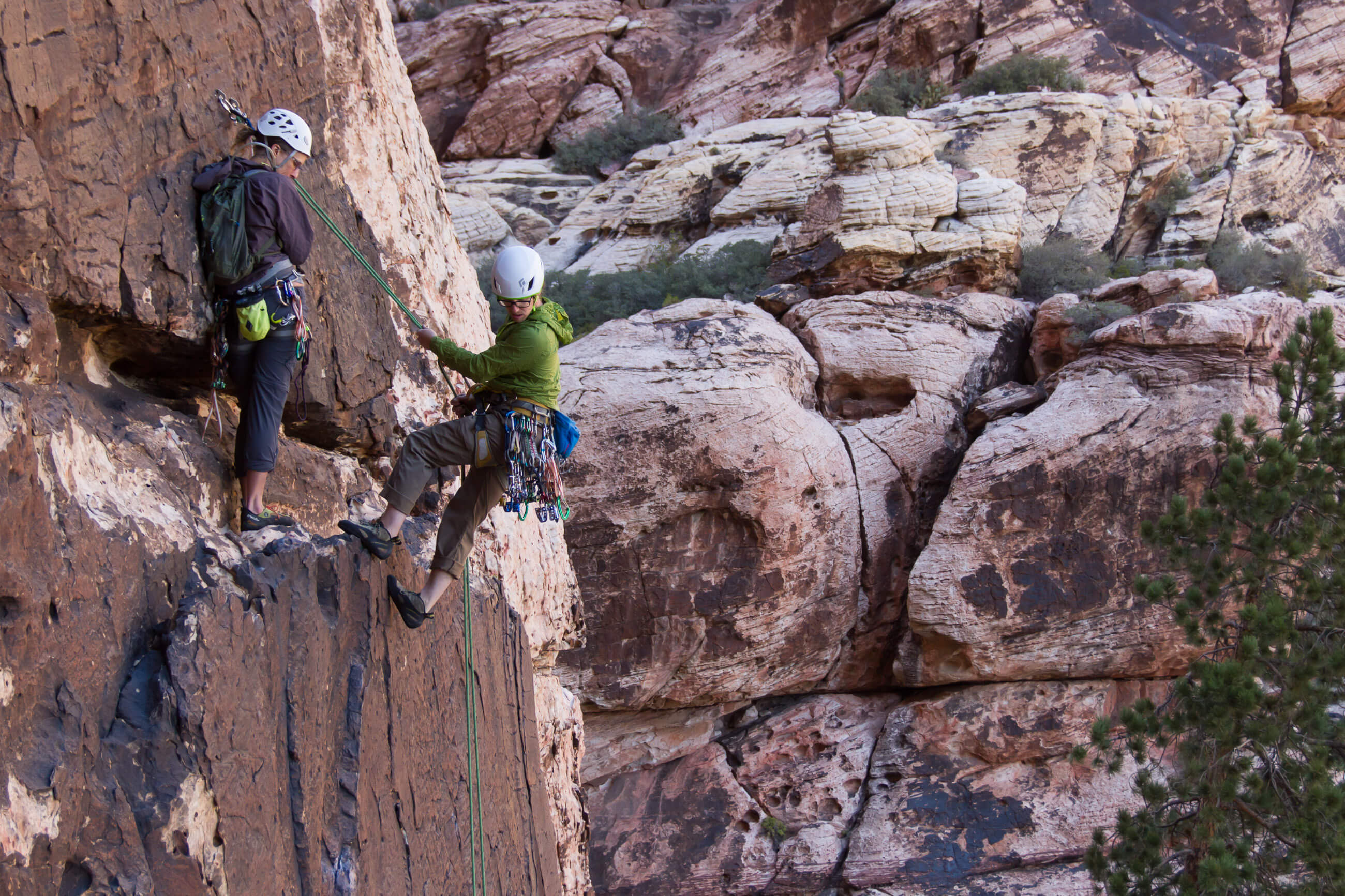 climber rappelling in Red Rock Canyon