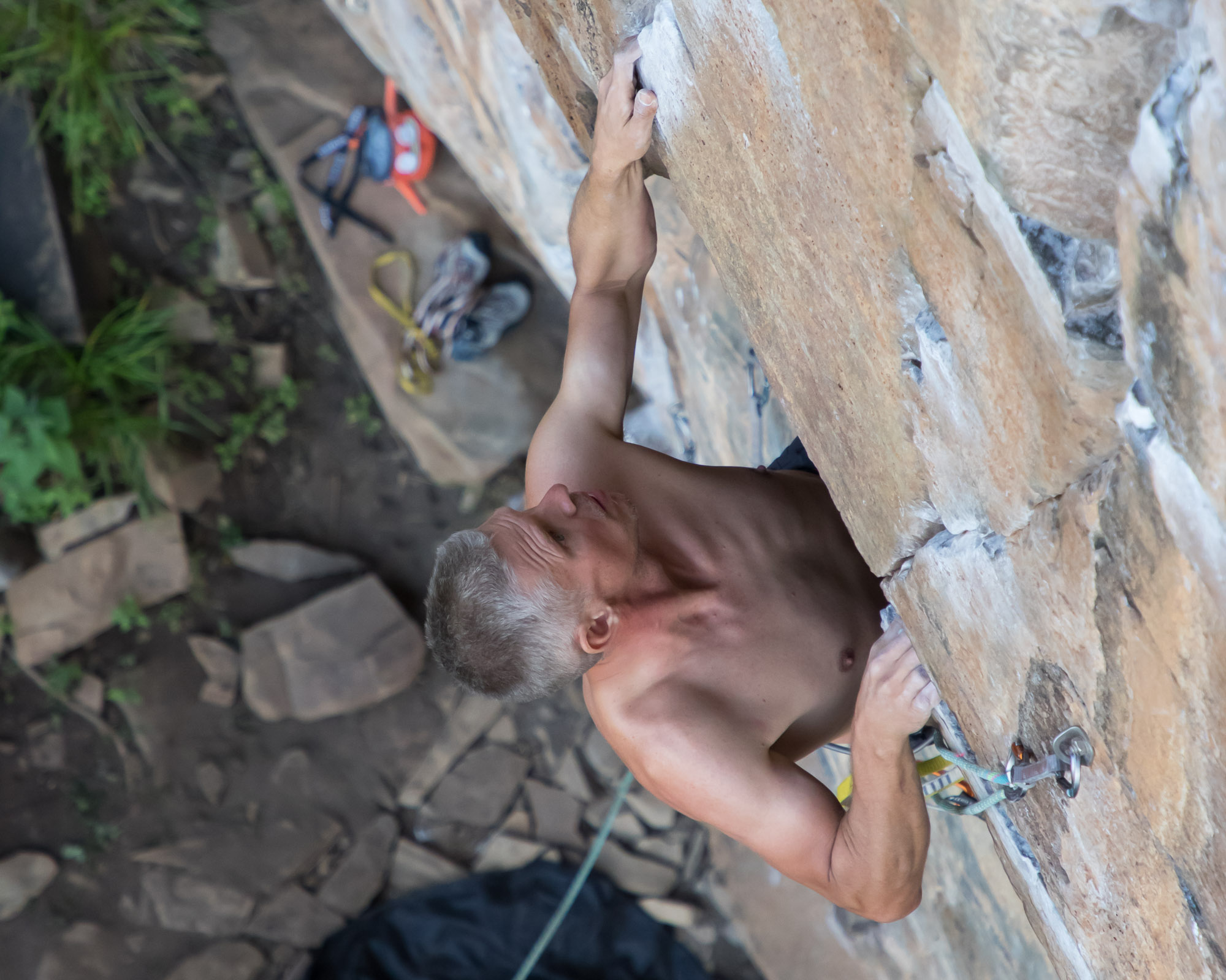 climbing scene with distractions in background