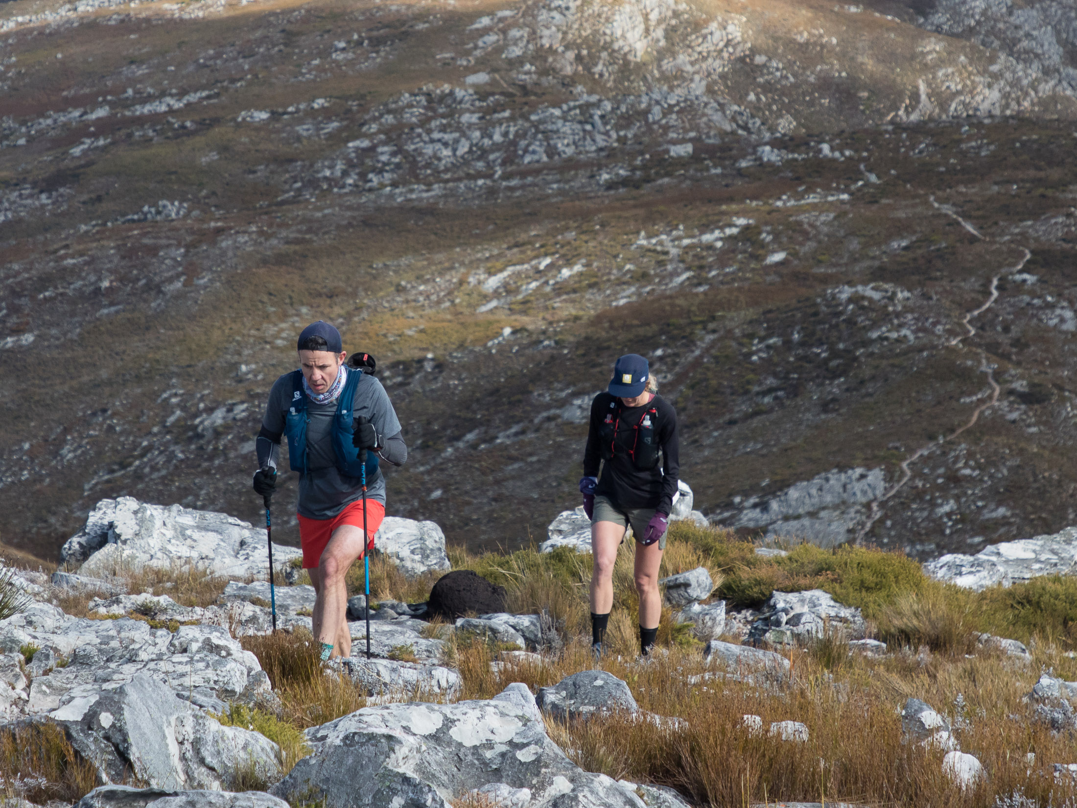 trail runner using poles