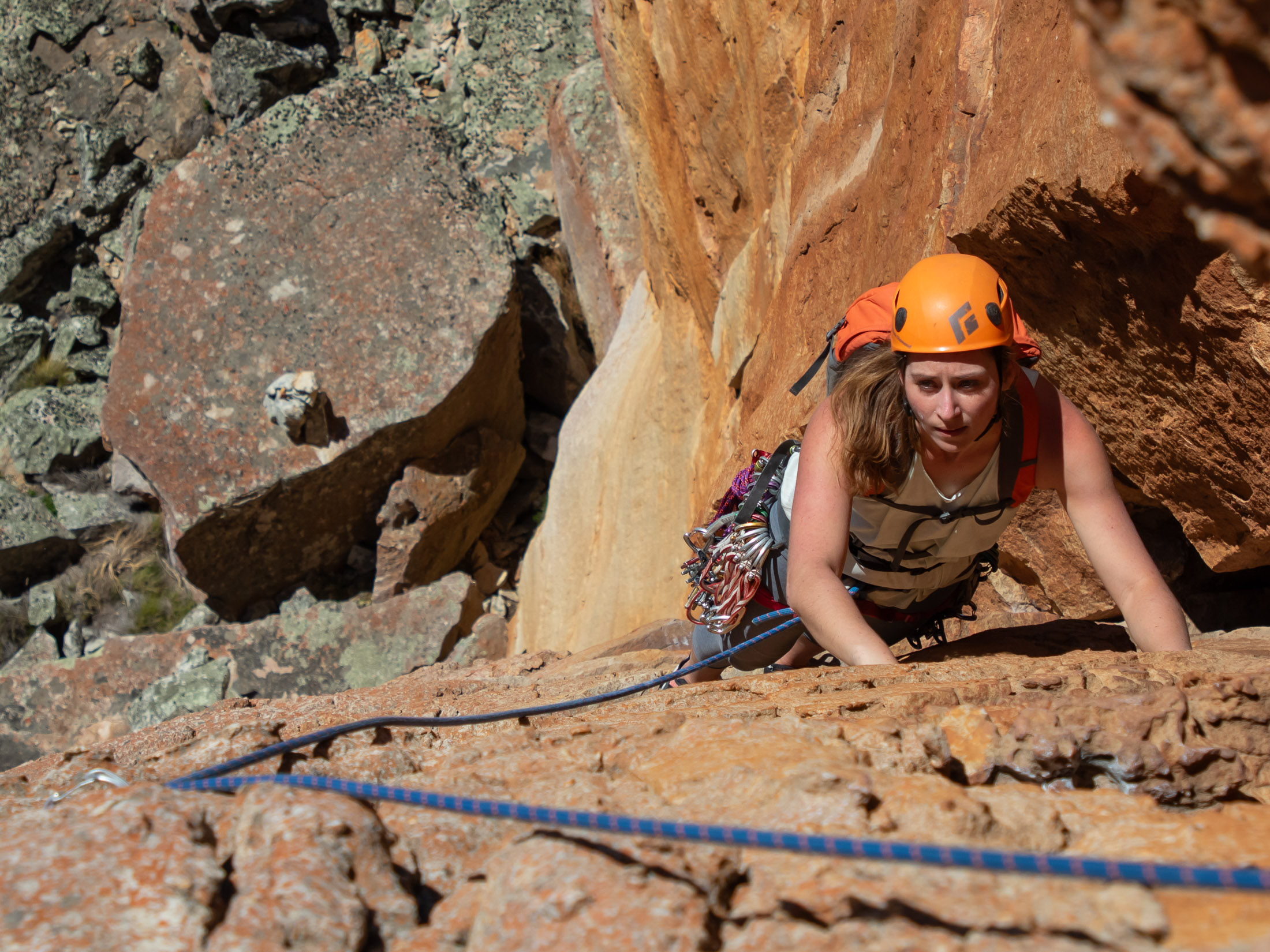 Climber following on Cederberg route