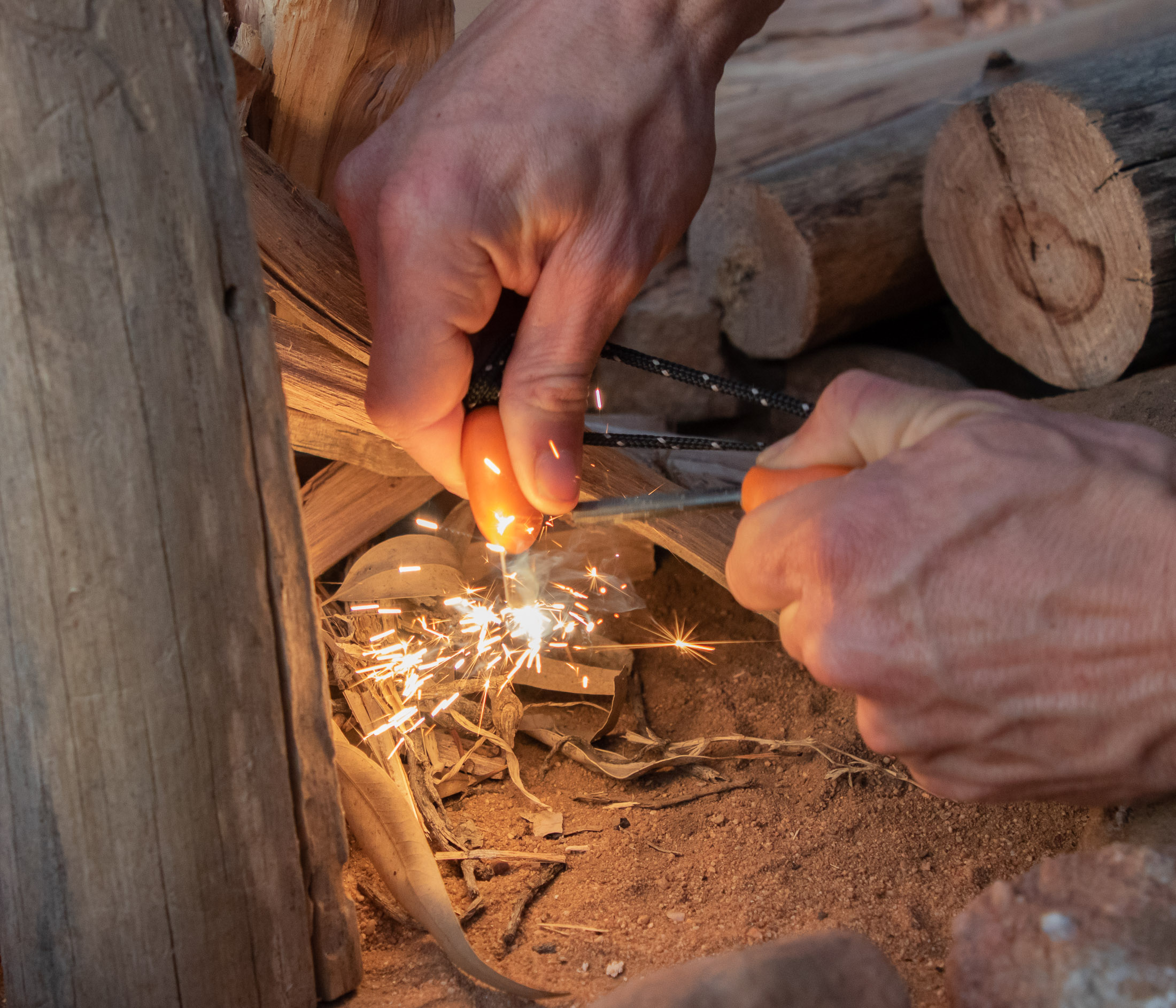 lighting a fire