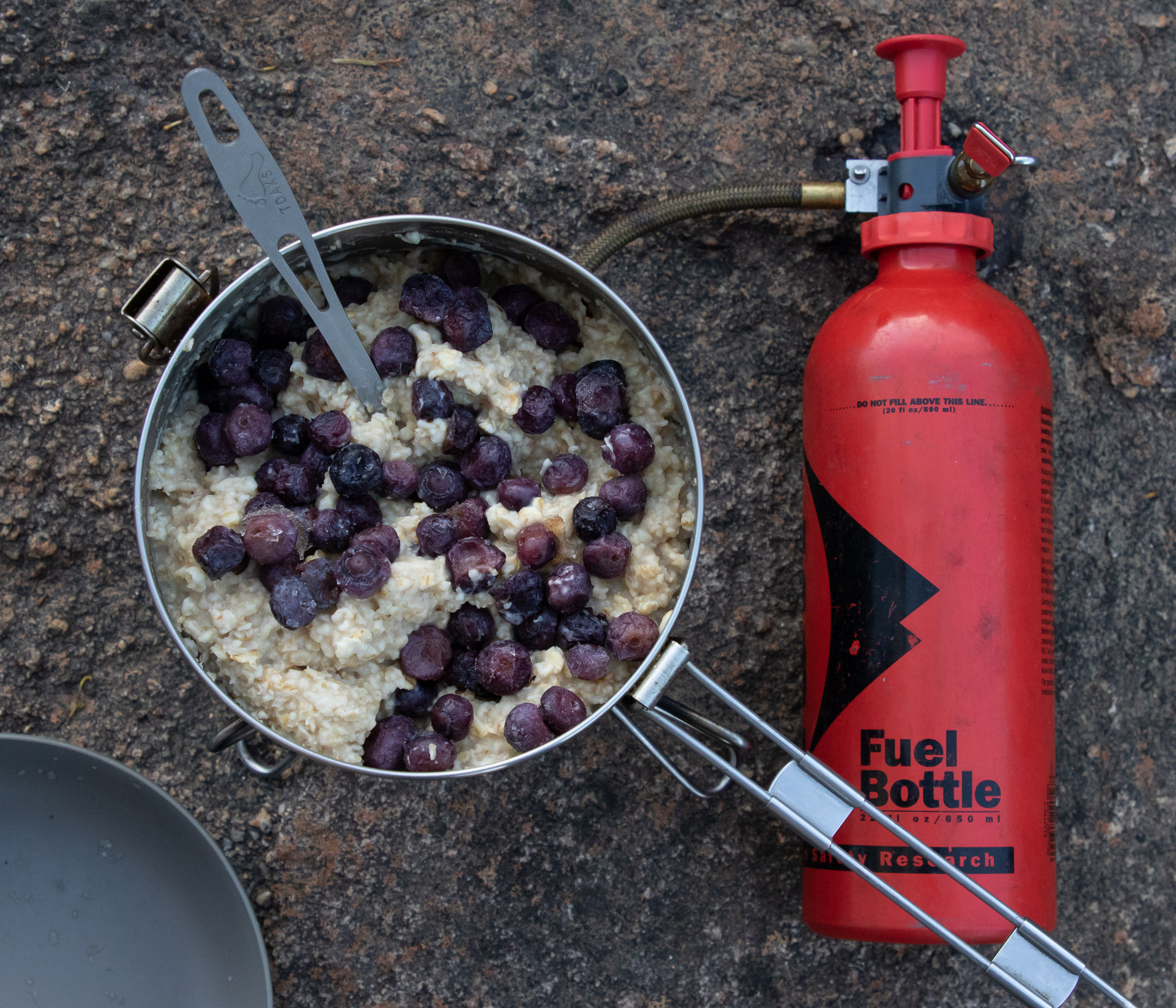 pot on camping stove