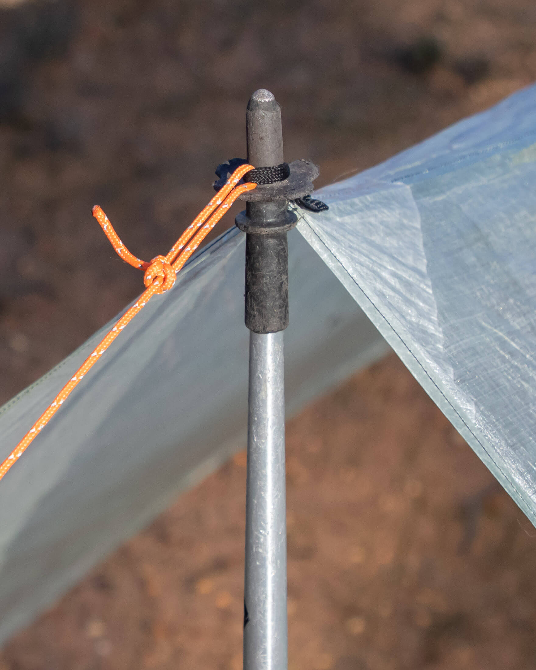 trekking pole used for tarp support