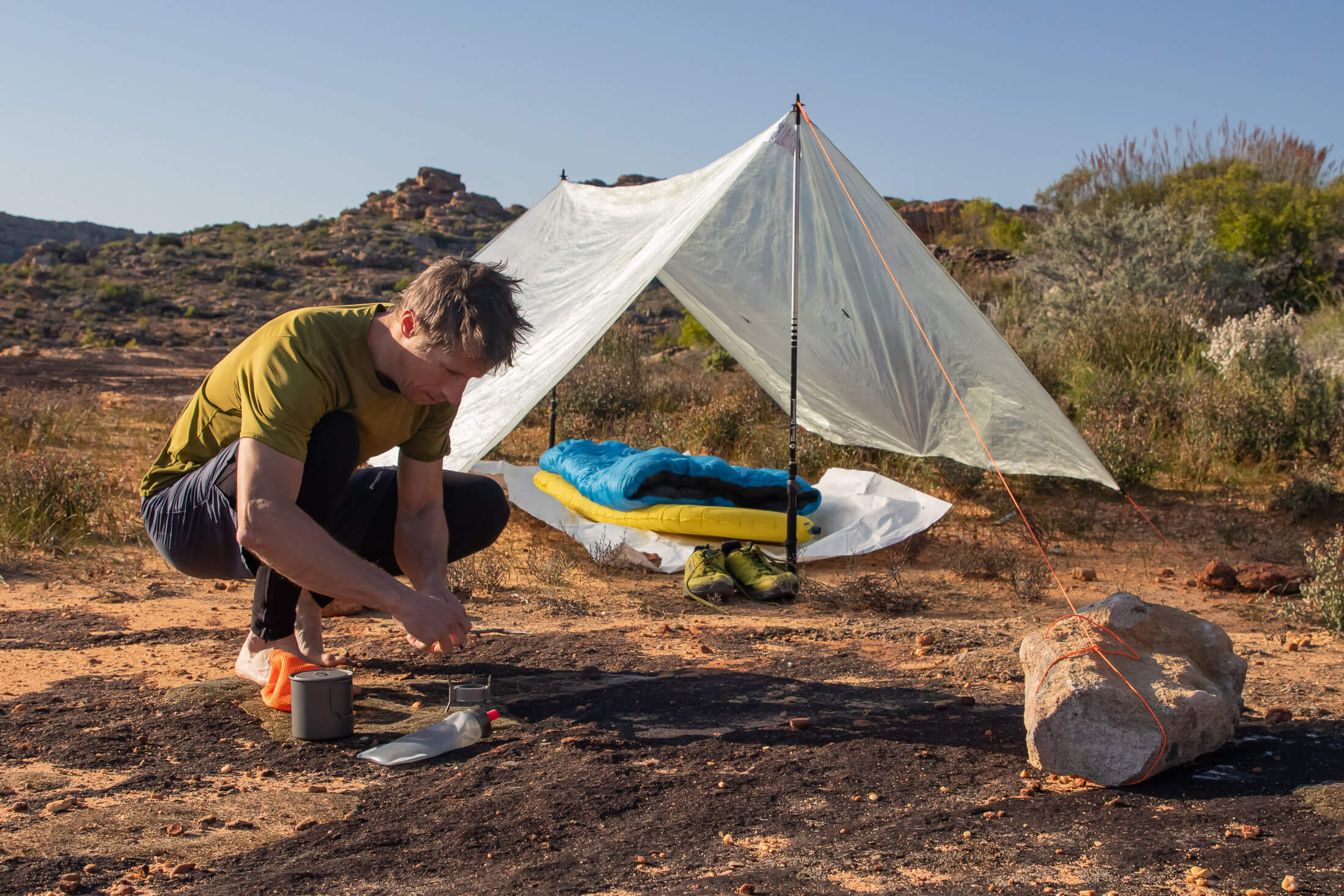 using an alcohol stove while fastpack camping