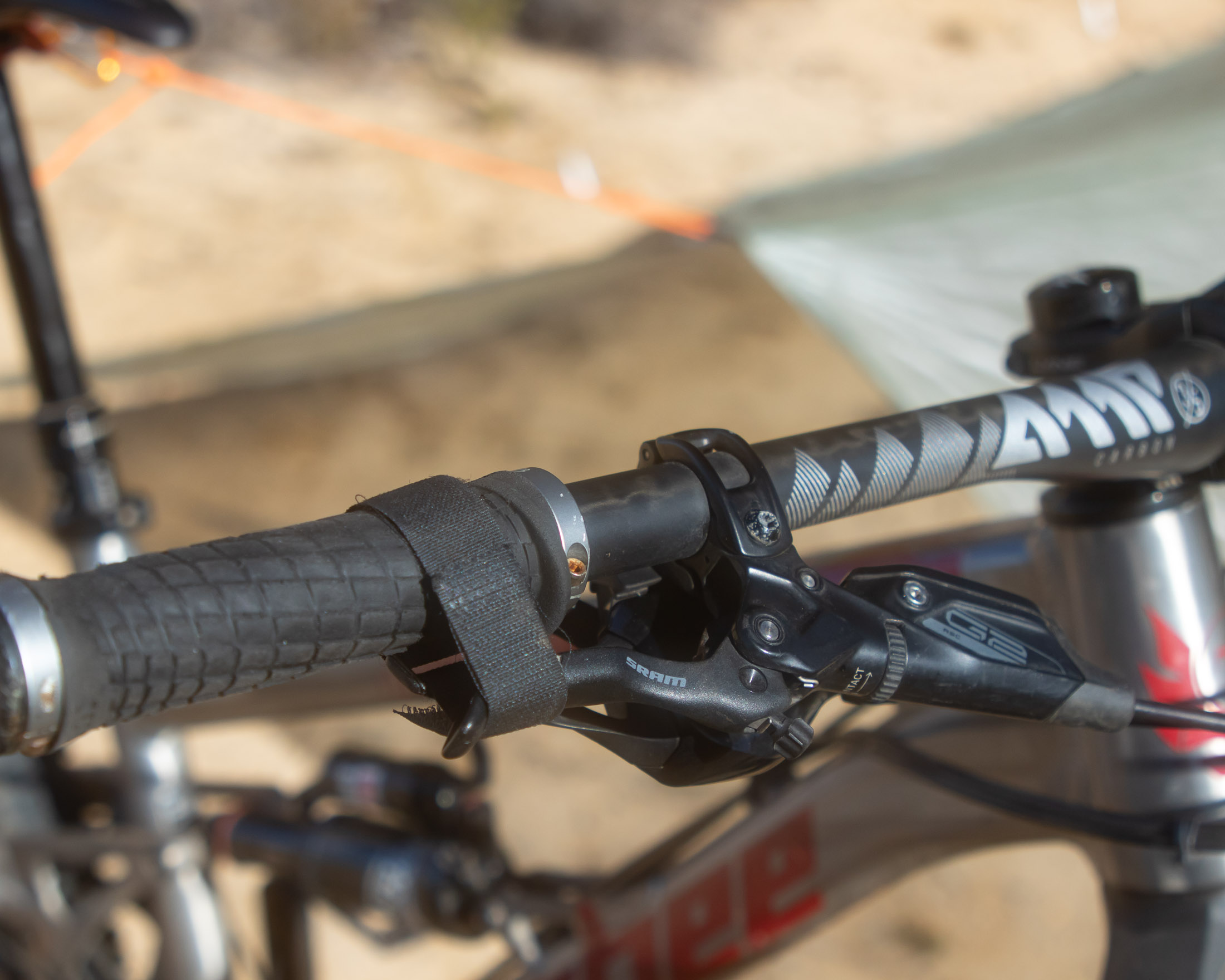 bike brake lever held with strap