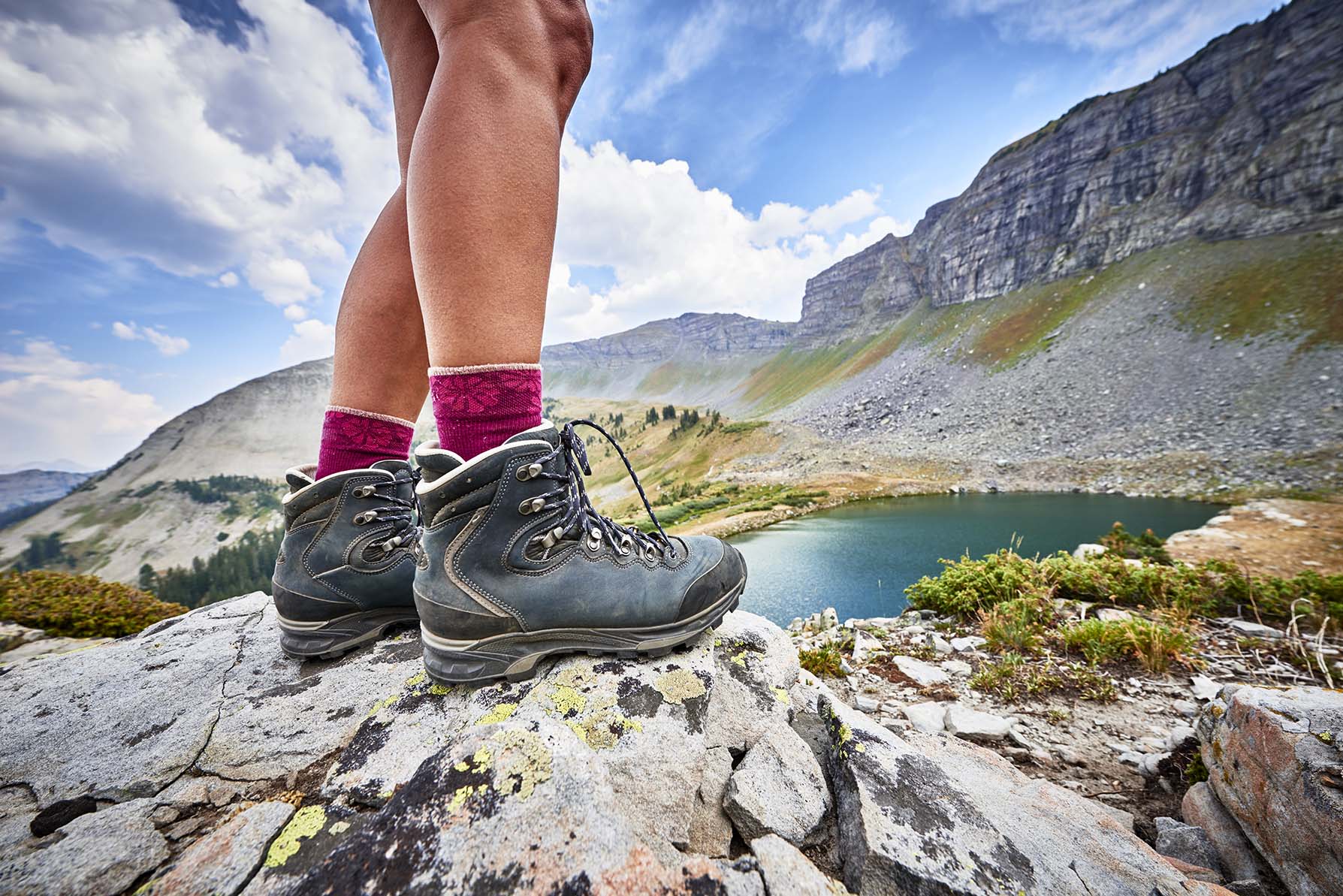 hiking boots on rock