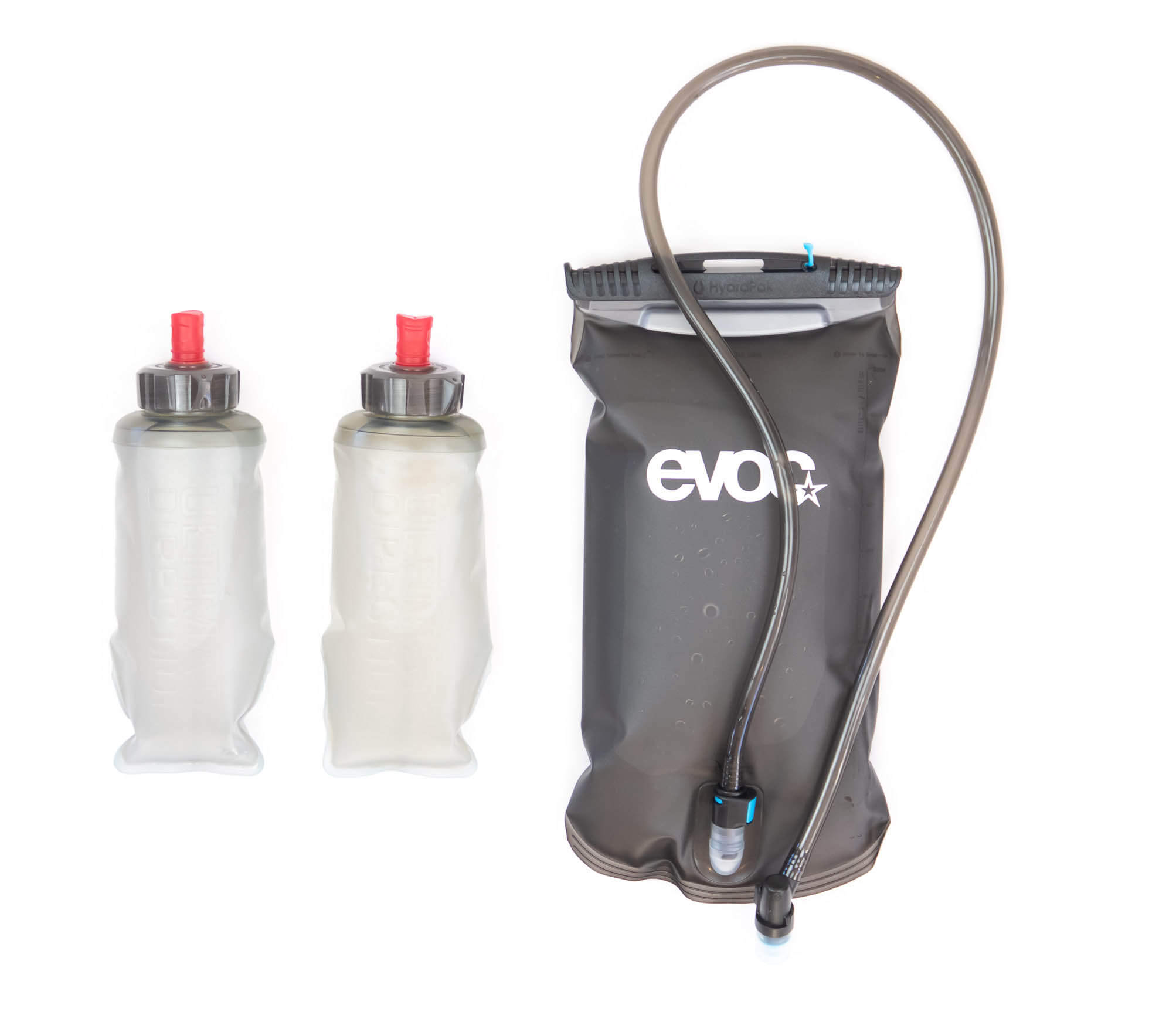 hydration reservoir and water bottles