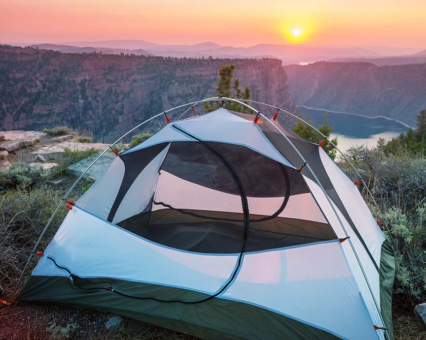 tent on edge of canyon