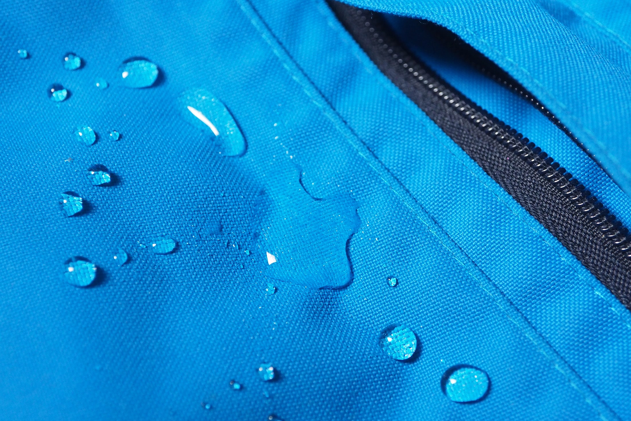 waterproof fabric with water drops on it