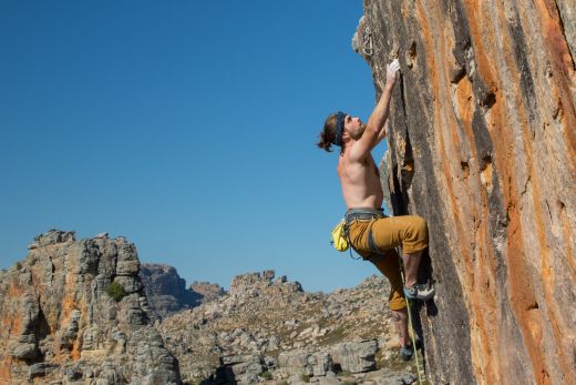 climber redpointing a sport route