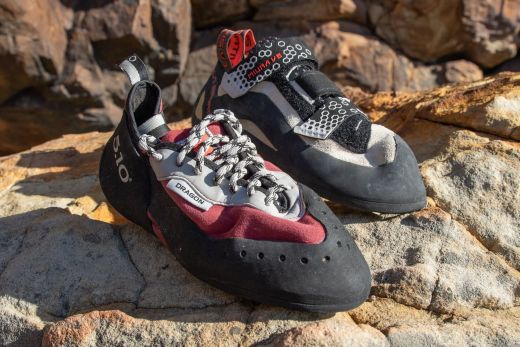 climbing shoes on rock