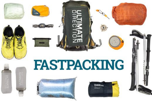 collection of fastpacking gear