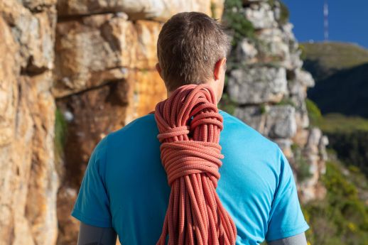 climber carrying rope
